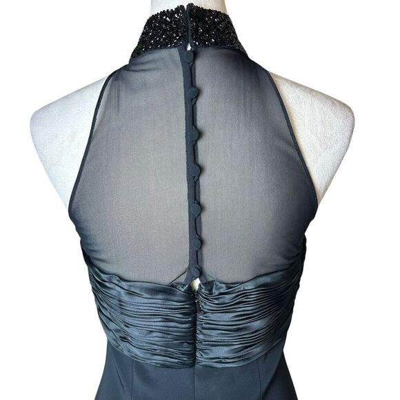 Black Tie Oleg Cassini Holiday Cocktail Dress 8 | Beaded Mesh Retro Glam LBD - Picture 5 of 8